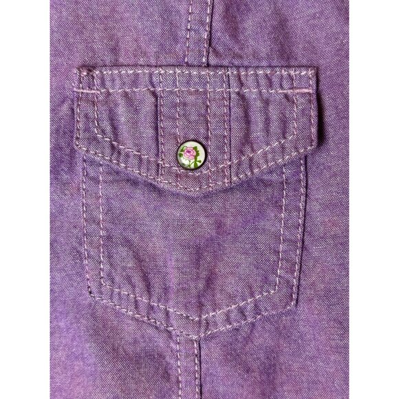 Bit & Bridle Shirt Women Large Purple Collared Floral Button Down Equestrian - Picture 6 of 11